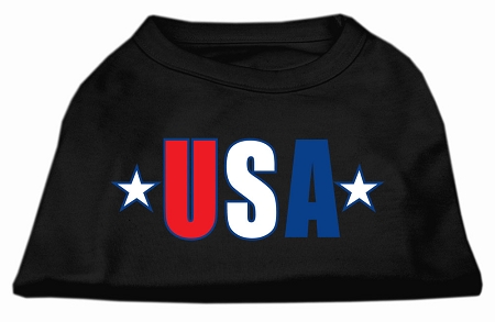 USA Star Screen Print Shirt Black XS